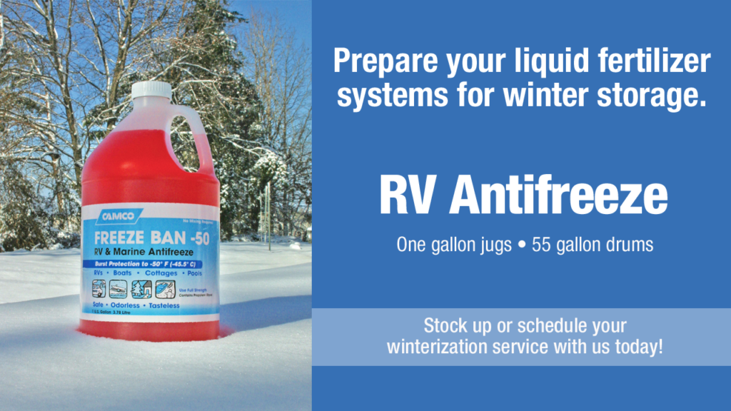 Ensure safe storage with RV antifreeze! Agriculture & Construction