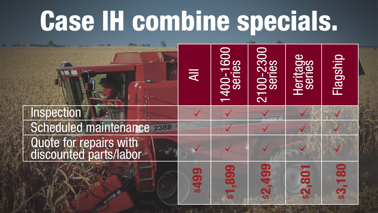 Case IH Combine post-harvest specials